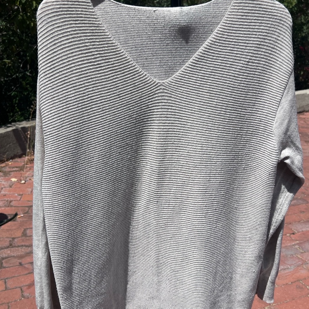 Ella Moss Light Gray V-Neck Sweater